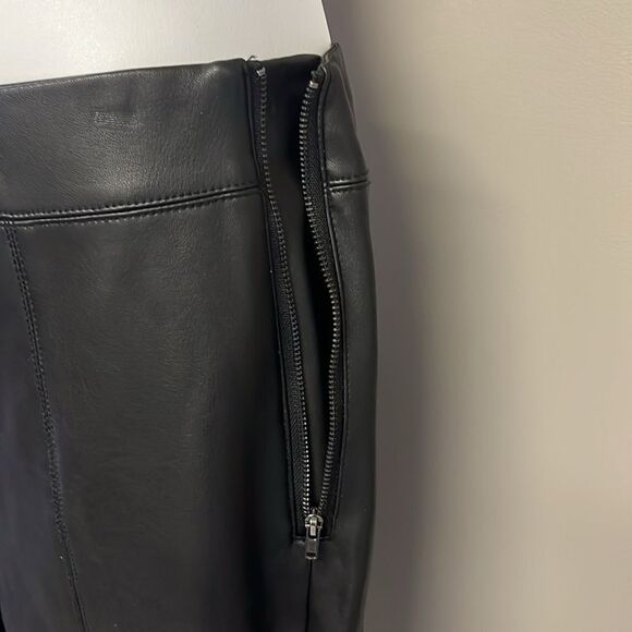 Topshop Black Faux Leather Pleated Skinny Pull-Up Lined Pants- Zip Up- Size 8 - Picture 6 of 11